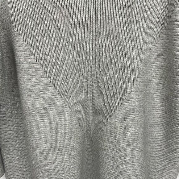 Cliche Gray Ribbed Wool Blend Quarter Tie Sleeve Crew Neck Sweater Top Medium - Picture 6 of 12